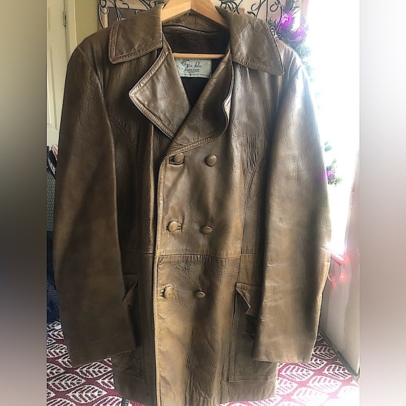 THE OLD MILL Vintage Leather Wool removable Lining Coat Jacket - Picture 1 of 11